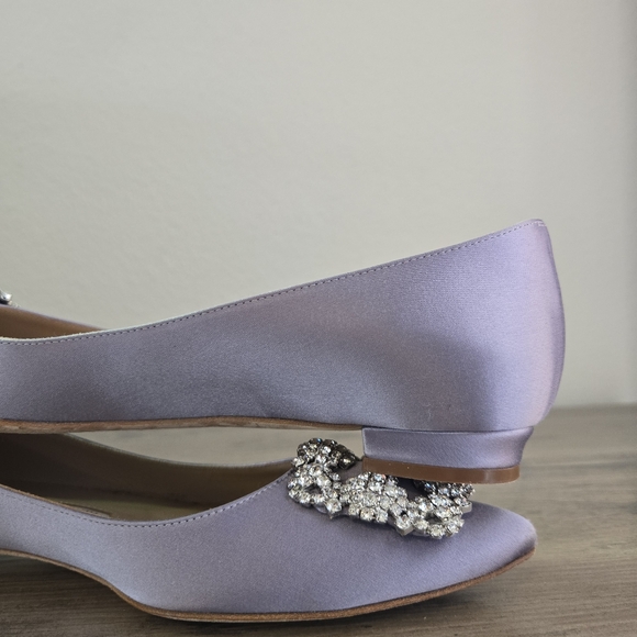 Manolo Blahnik Hangisi Flat Light Purple Satin Size 37 - Picture 12 of 16
